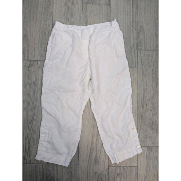 Chicos 100% Linen Pants Womens 32x22 White Pockets Casual Lounge Stretchy 188 - Picture 1 of 7